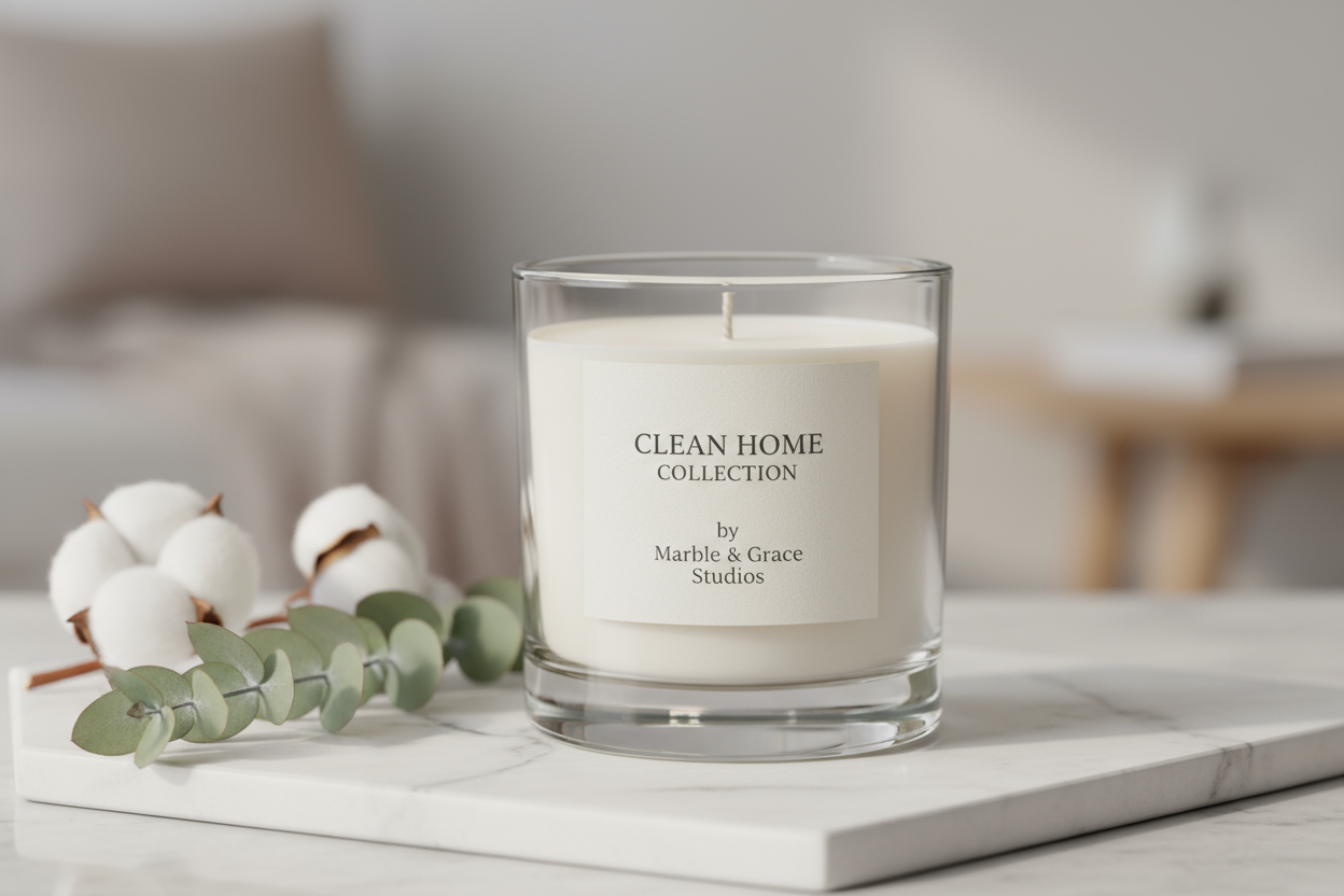 Can you change the label to say Clean Home Collection by Marble & Grace Studios