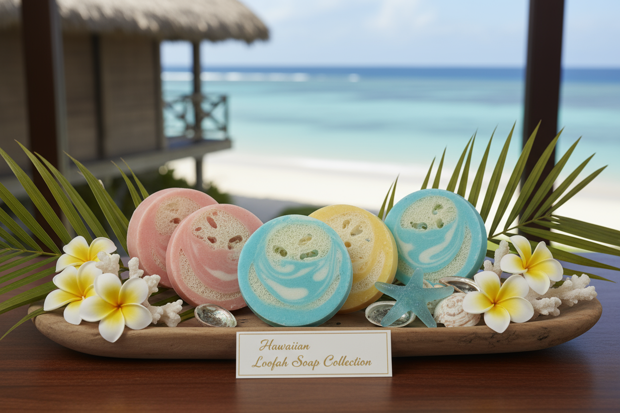 Colors are pink, yellow and blue please add elegance and hawaiian theme like a bungalo ocean theme 