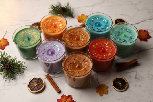 here's the scent profile Frosted Pine Forest (Forest Pine, Rain, Christmas Wreath)
Pumpkin Patch Bonfire (Pumpkin Pie, Caramel Corn, Harvest Spice)
Vanilla Sugar Plum Forest (Vanilla, Brown Sugar, Forest Pine)
Ocean Rain Bamboo (Ocean Breeze, Rain, Bamboo)
Gingerbread Marshmallow Latte (Sugar Cookie, Gingerbread, Marshmallow)
Autumn Orchard Moon (Apple, Vanilla, Snickerdoodle, Forest Pine)
Candy Corn Twilight (Candy Corn, Night Air, Pumpkin Pie)
Peppermint Pinecone Lodge (Peppermint, Forest Pine, Sugar Cook