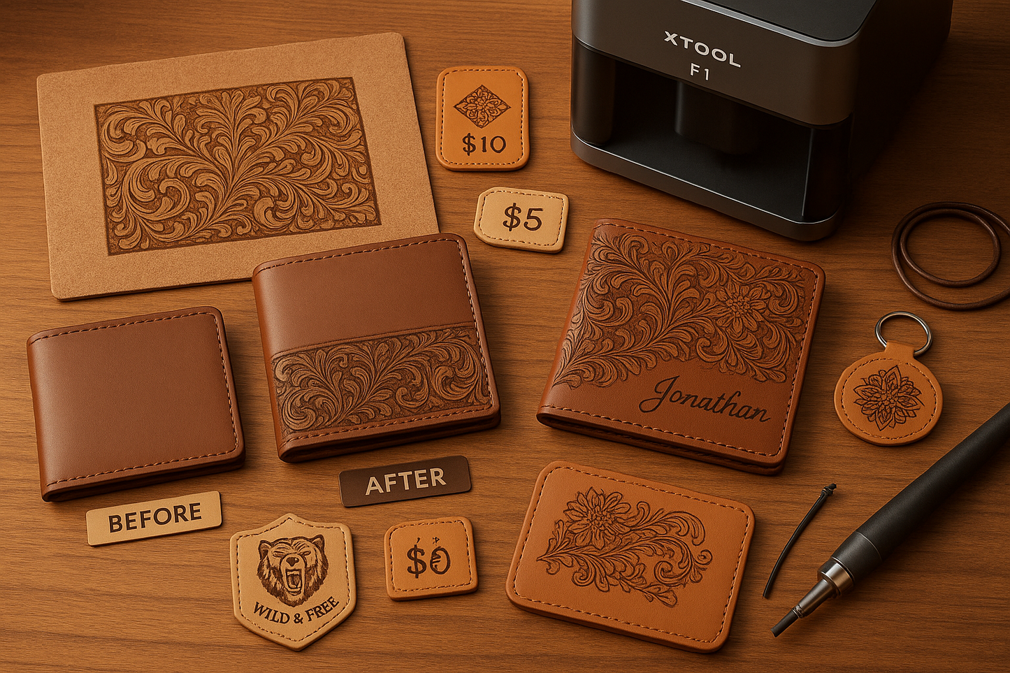 Personalized Leather/Fabric Engraving - Wallets, Patches & More